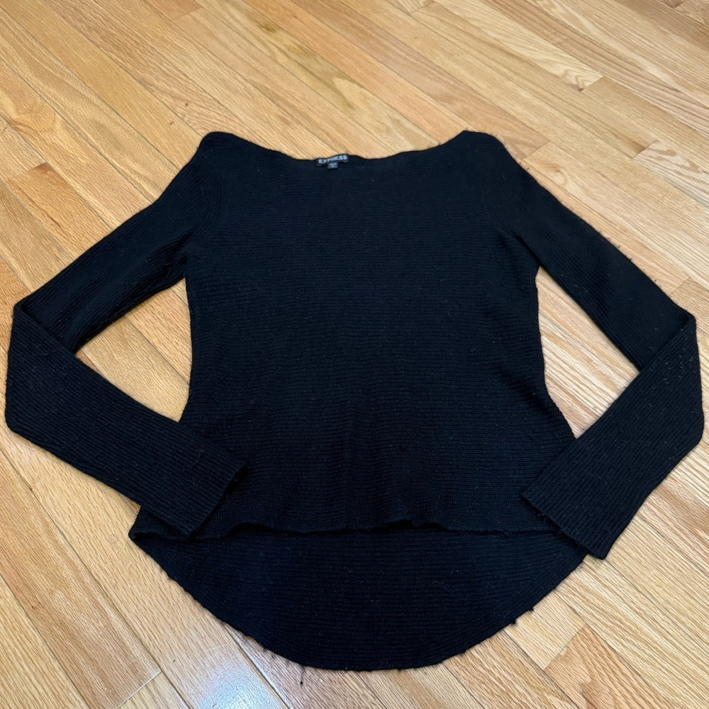 Black Off the Shoulder Knit Long Sleeve Sweater
